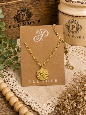 Plunder Design Marigold Birth Flower Necklace - October Gold Paperclip Chain